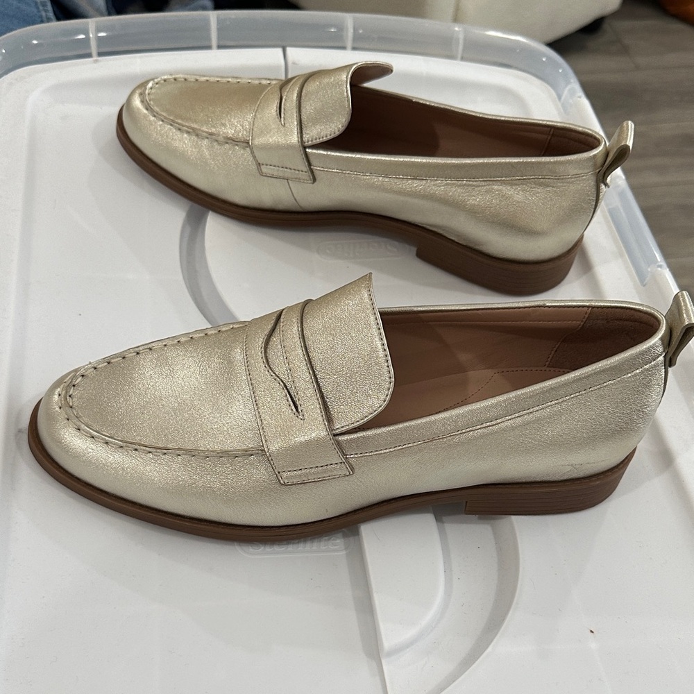 Cole Haan Gold Loafers with Brown Soles